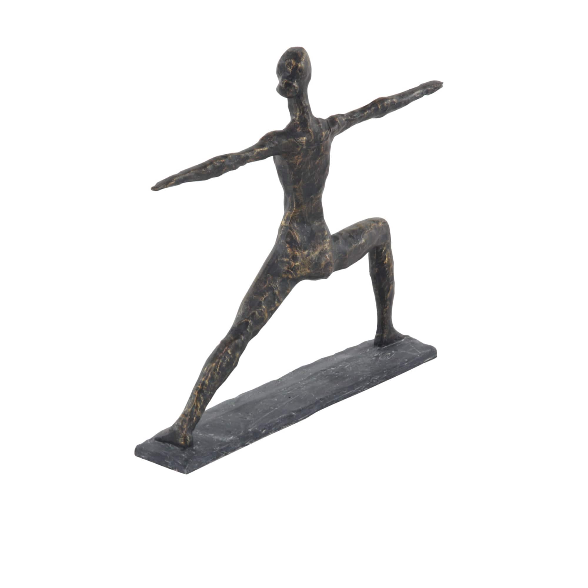 Brass Polystone Modern Sculpture, Yoga 12" x 14" x 3"